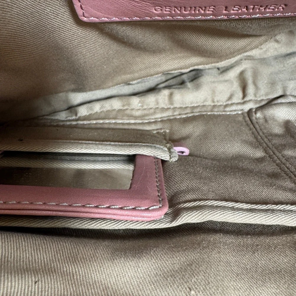 Jones New York Dusty Rose Pink Leather Shoulder Bag Buckle Baguette Purse - Picture 10 of 11